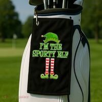 I'm The Sporty Elf Matching Family Christmas Golf Towel thumb 2