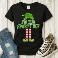 I'm The Sporty Elf Matching Family Christmas Women's T-Shirt thumb 3