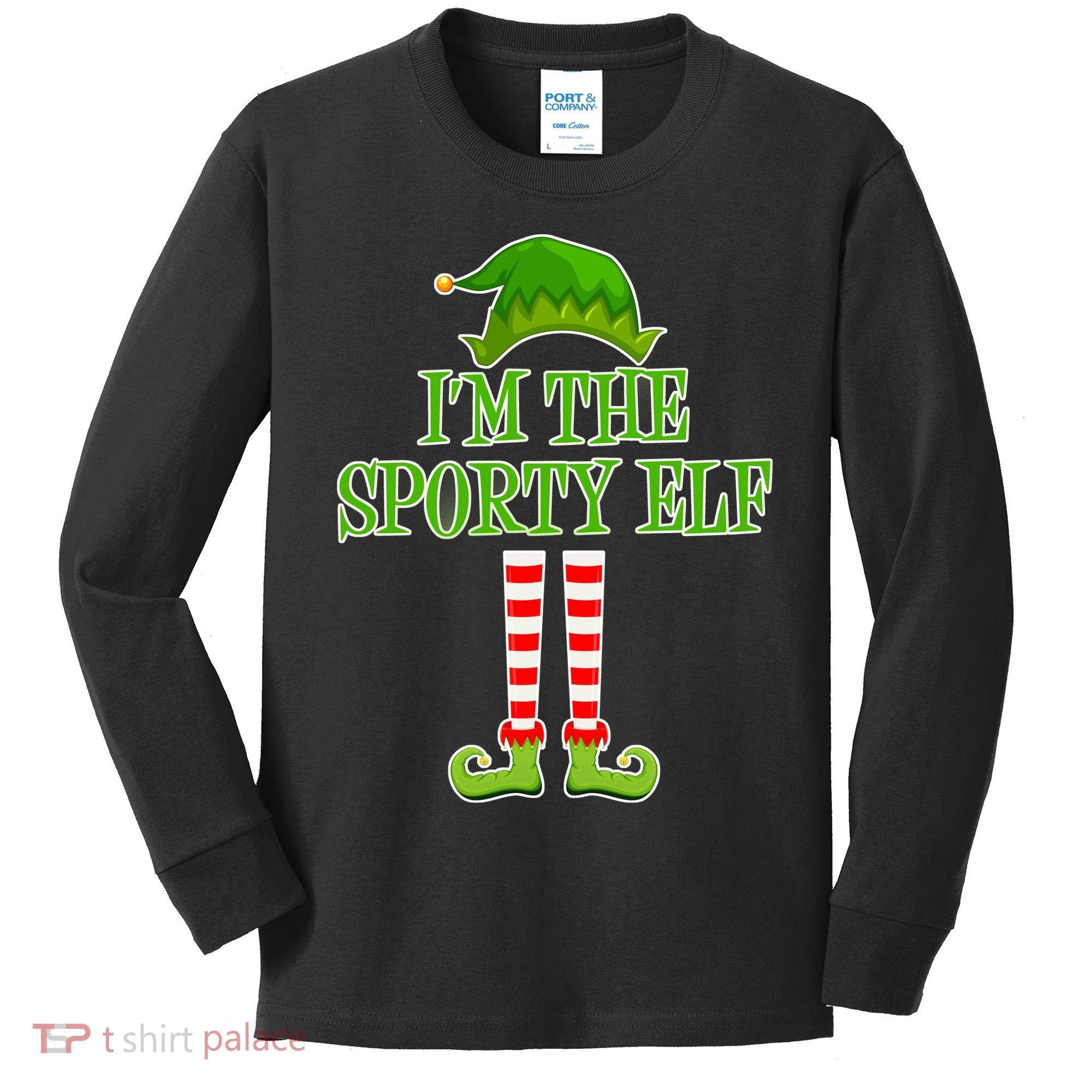I'm The Sporty Elf Matching Family Christmas Kids Long Sleeve Shirt