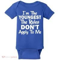 I'm the Youngest the Rules Don't Apply To Me Funny Baby Bodysuit thumb 0