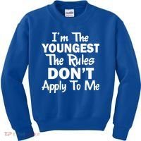 I'm the Youngest the Rules Don't Apply To Me Funny Kids Sweatshirt thumb 0