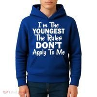 I'm the Youngest the Rules Don't Apply To Me Funny Kids Hoodie thumb 4