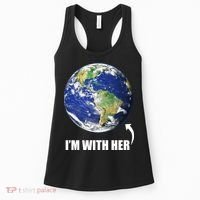I'm With Her Earth Globe Photo March For Science Women's Tank Top thumb 0