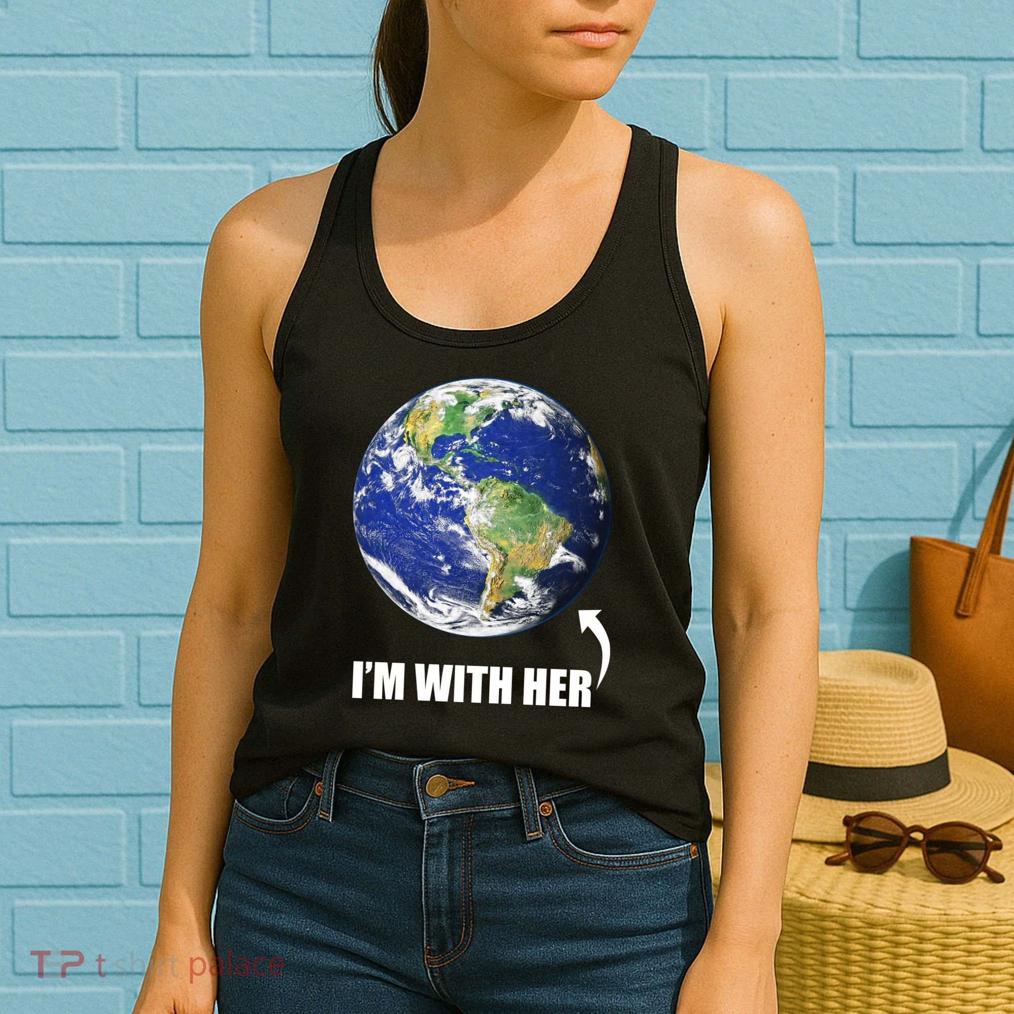 I'm With Her Earth Globe Photo March For Science Women's Tank Top
