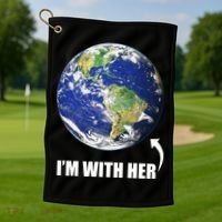 I'm With Her Earth Globe Photo March For Science Golf Towel thumb 1