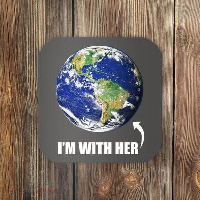 I'm With Her Earth Globe Photo March For Science Coaster