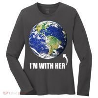I'm With Her Earth Globe Photo March For Science Women's Long Sleeve Shirt thumb 0