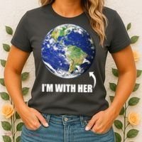 I'm With Her Earth Globe Photo March For Science Women's T-Shirt thumb 2