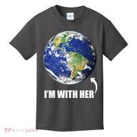 I'm With Her Earth Globe Photo March For Science Kids T-Shirt thumb 0