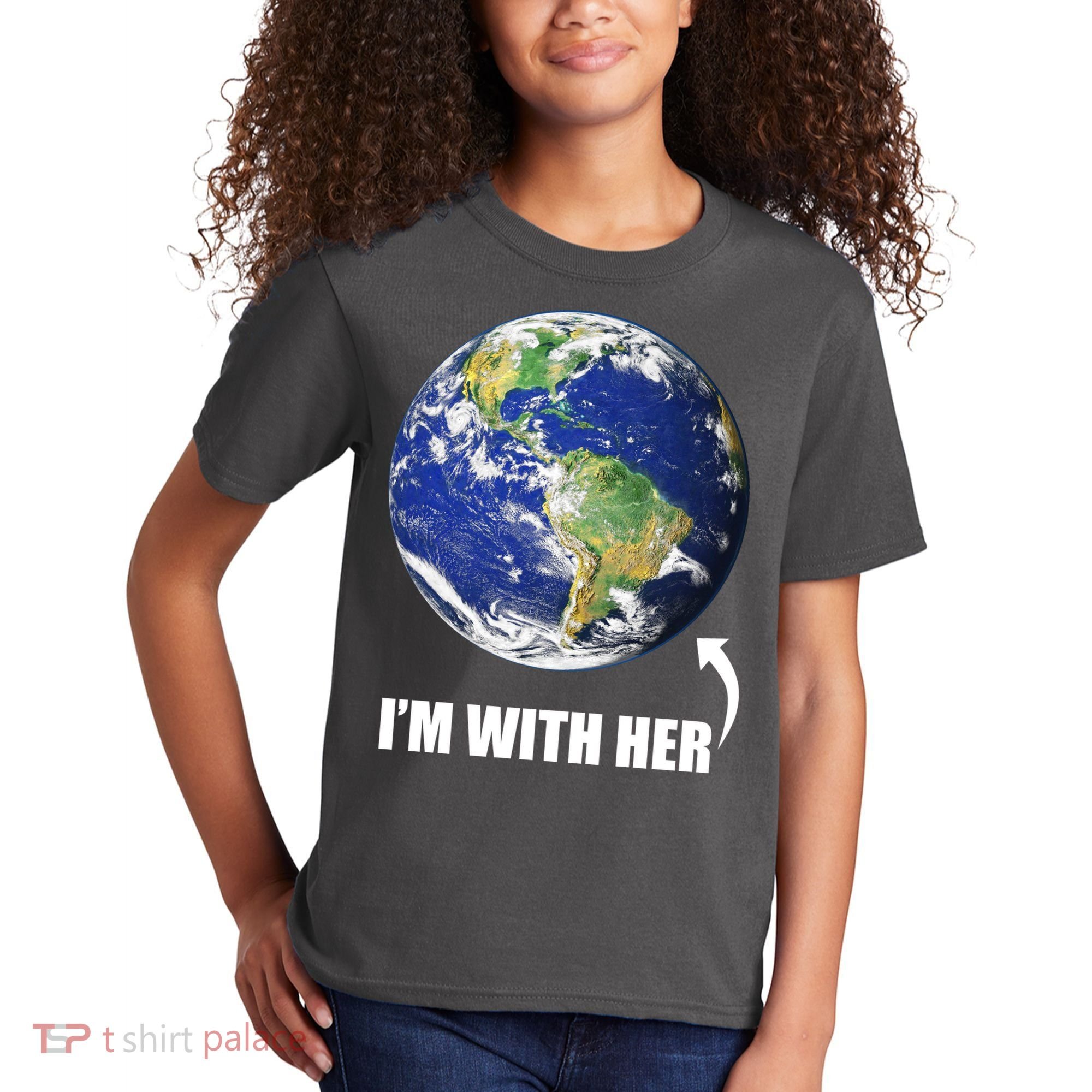 I'm With Her Earth Globe Photo March For Science Kids T-Shirt