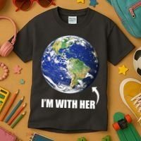 I'm With Her Earth Globe Photo March For Science Kids T-Shirt thumb 3