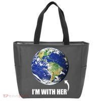 I'm With Her Earth Globe Photo March For Science Tote Bag thumb 0
