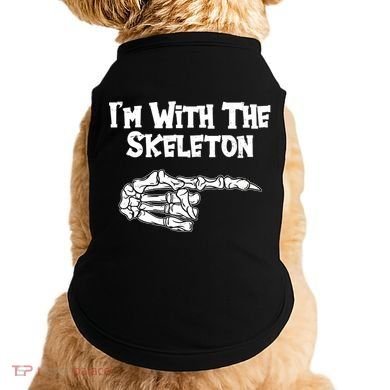 I'm With The Skeleton Funny Halloween Doggie Tank