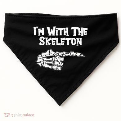 I'm With The Skeleton Funny Halloween USA-Made Doggie Bandana