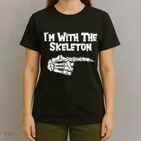 I'm With The Skeleton Funny Halloween T-Shirt thumb 4