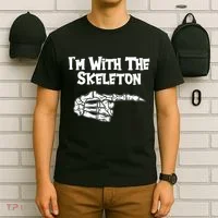 I'm With The Skeleton Funny Halloween T-Shirt thumb 6
