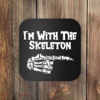 I'm With The Skeleton Funny Halloween Coaster thumb 0