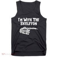 I'm With The Skeleton Funny Halloween Tank Top thumb 0