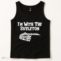 I'm With The Skeleton Funny Halloween Tank Top thumb 2