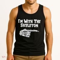 I'm With The Skeleton Funny Halloween Tank Top thumb 3