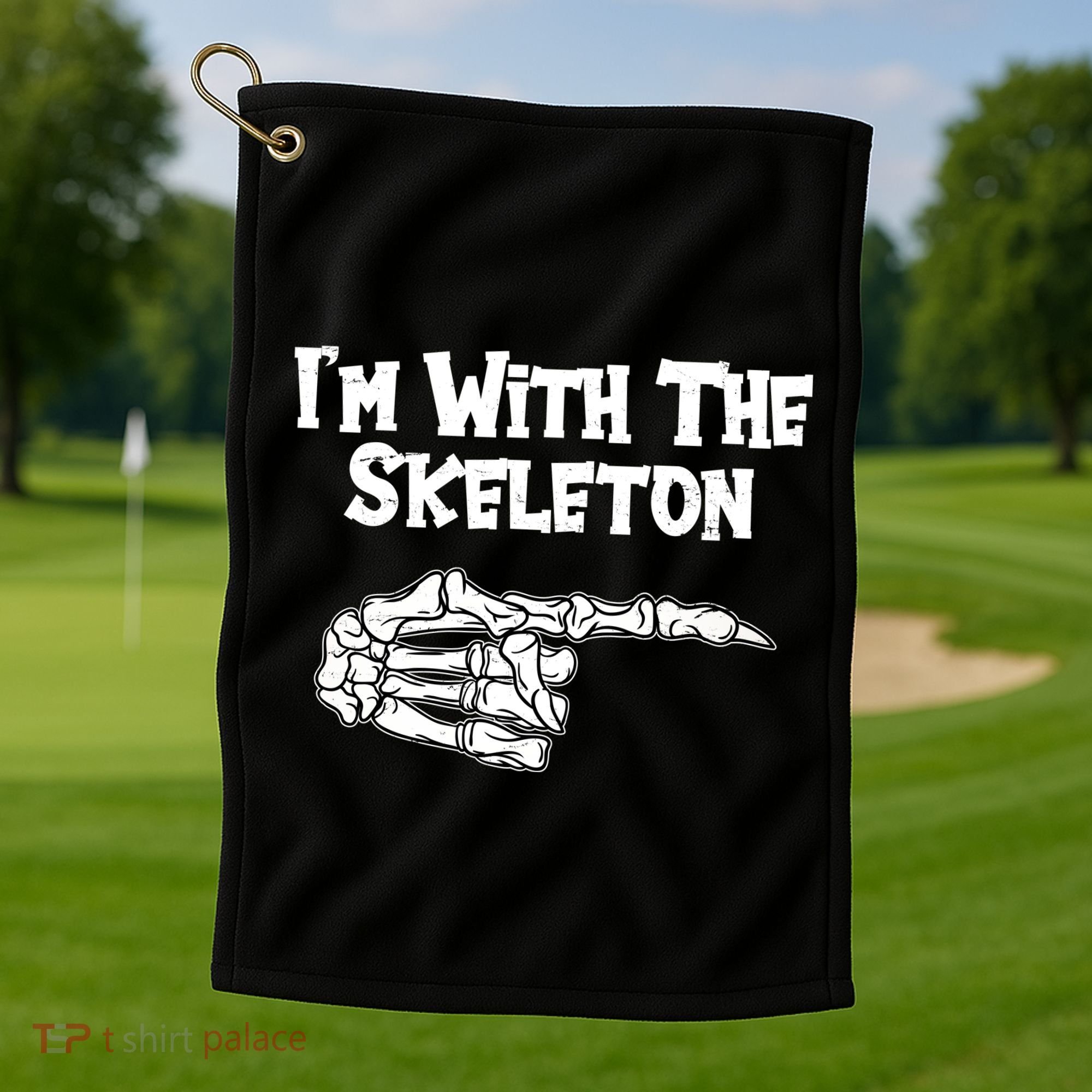 I'm With The Skeleton Funny Halloween Golf Towel