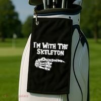 I'm With The Skeleton Funny Halloween Golf Towel thumb 2