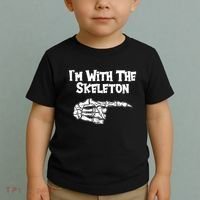 I'm With The Skeleton Funny Halloween Toddler T-Shirt thumb 2