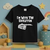I'm With The Skeleton Funny Halloween Toddler T-Shirt thumb 3