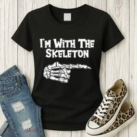 I'm With The Skeleton Funny Halloween Women's T-Shirt thumb 3
