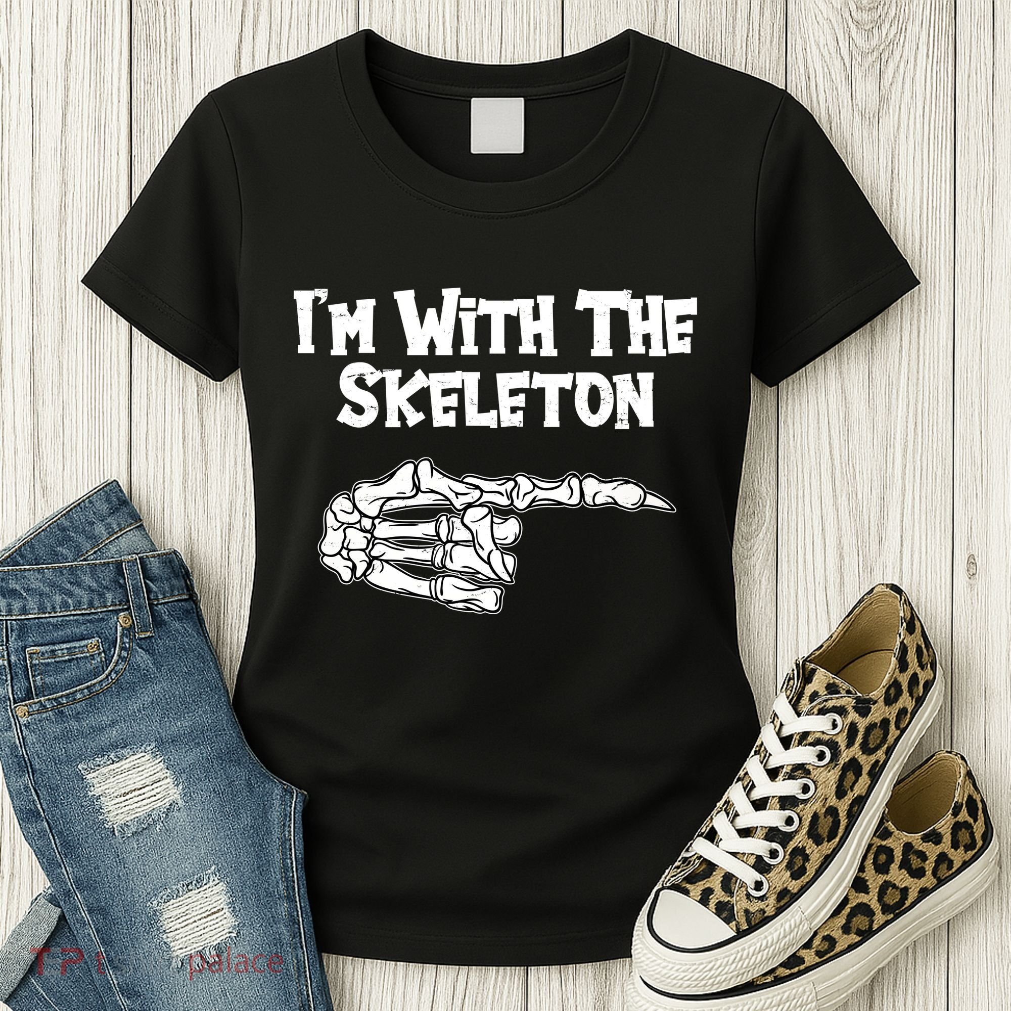 I'm With The Skeleton Funny Halloween Women's T-Shirt