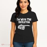 I'm With The Skeleton Funny Halloween Women's T-Shirt thumb 4