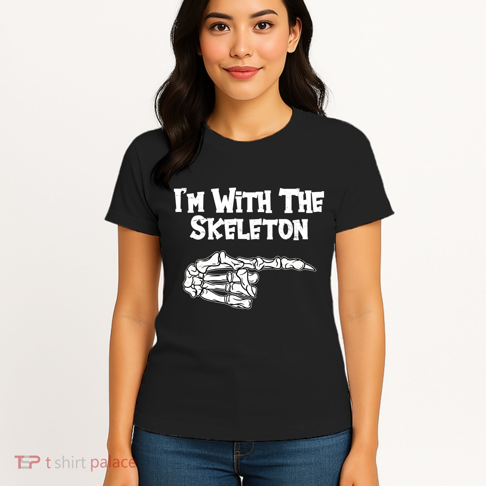 I'm With The Skeleton Funny Halloween Women's T-Shirt