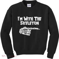 I'm With The Skeleton Funny Halloween Kids Sweatshirt thumb 0