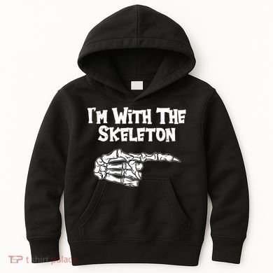 I'm With The Skeleton Funny Halloween Kids Hoodie