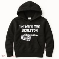I'm With The Skeleton Funny Halloween Kids Hoodie thumb 0