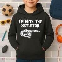 I'm With The Skeleton Funny Halloween Kids Hoodie thumb 2