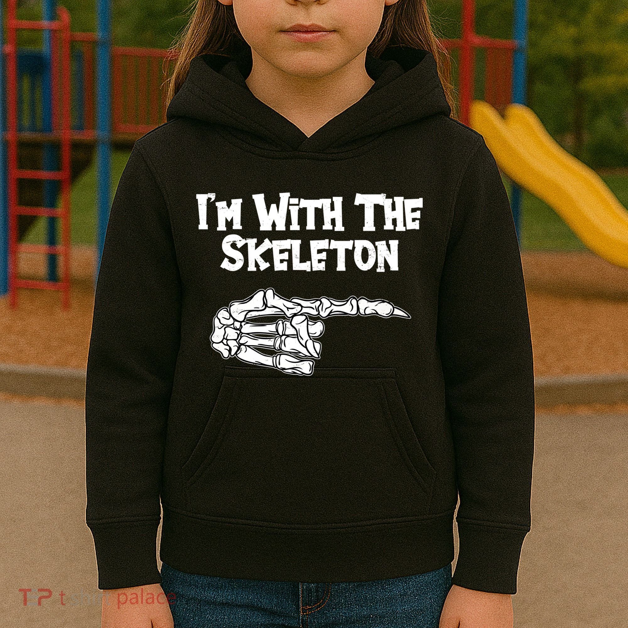 I'm With The Skeleton Funny Halloween Kids Hoodie