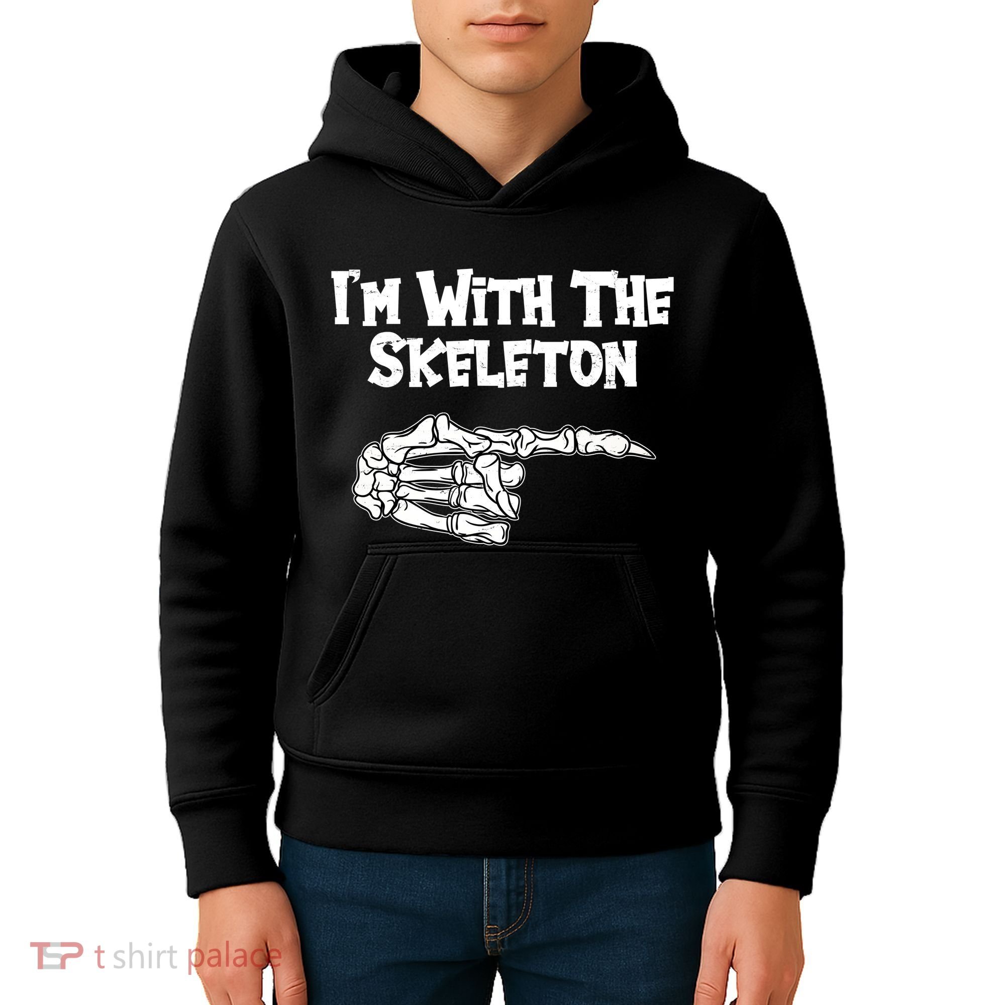 I'm With The Skeleton Funny Halloween Kids Hoodie