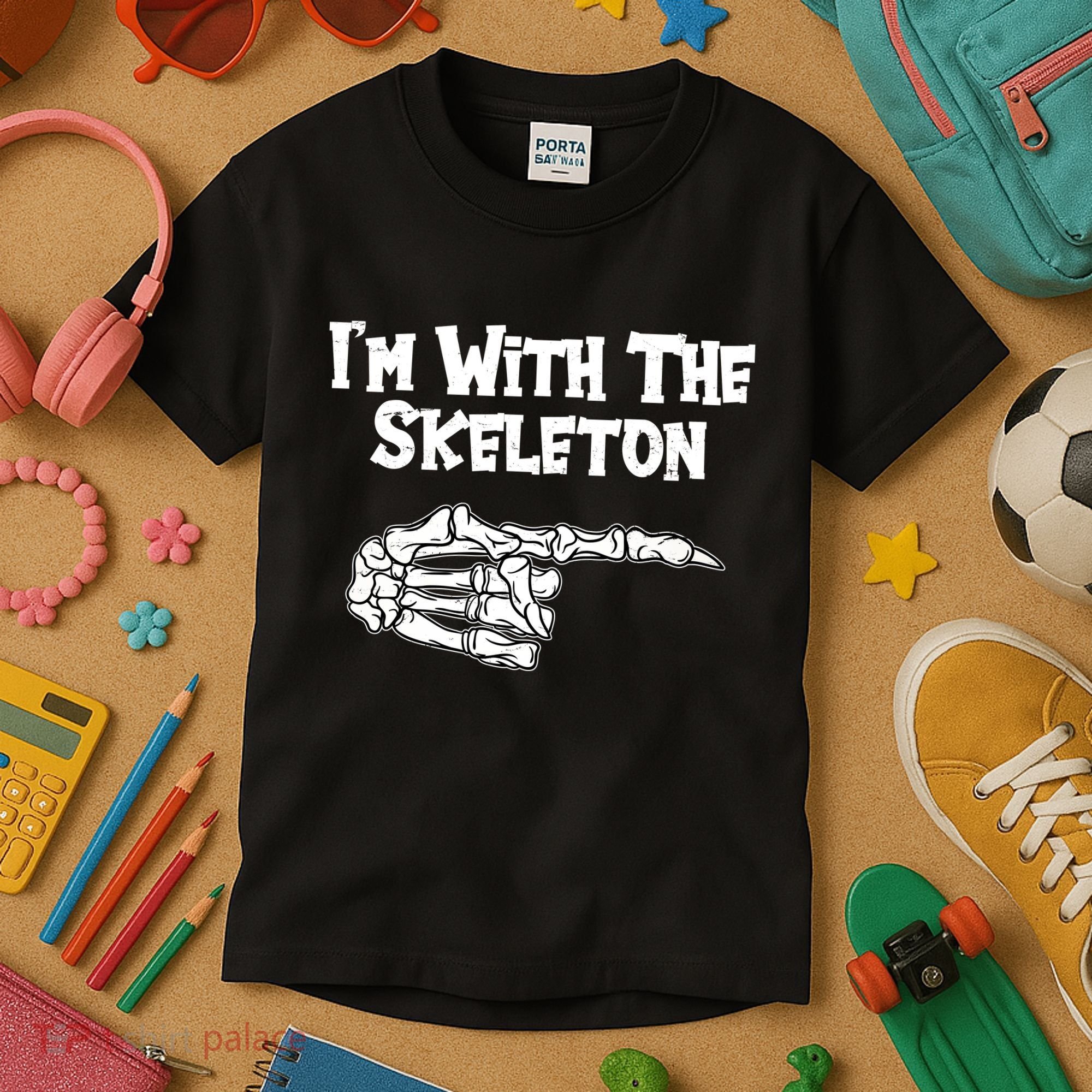 I'm With The Skeleton Funny Halloween Kids T-Shirt