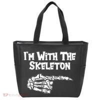 I'm With The Skeleton Funny Halloween Tote Bag thumb 0