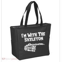 I'm With The Skeleton Funny Halloween Tote Bag thumb 2