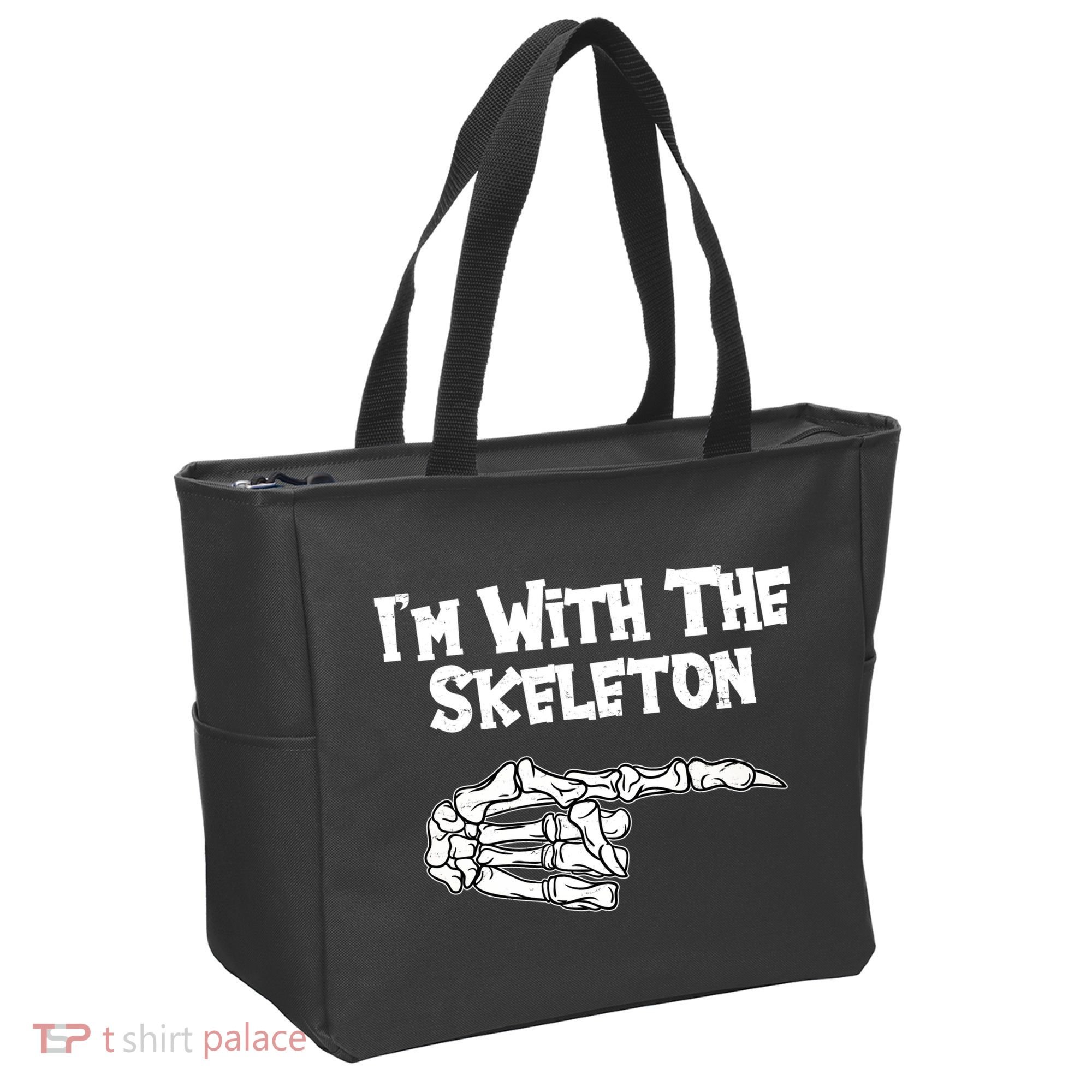 I'm With The Skeleton Funny Halloween Tote Bag