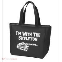 I'm With The Skeleton Funny Halloween Tote Bag thumb 3