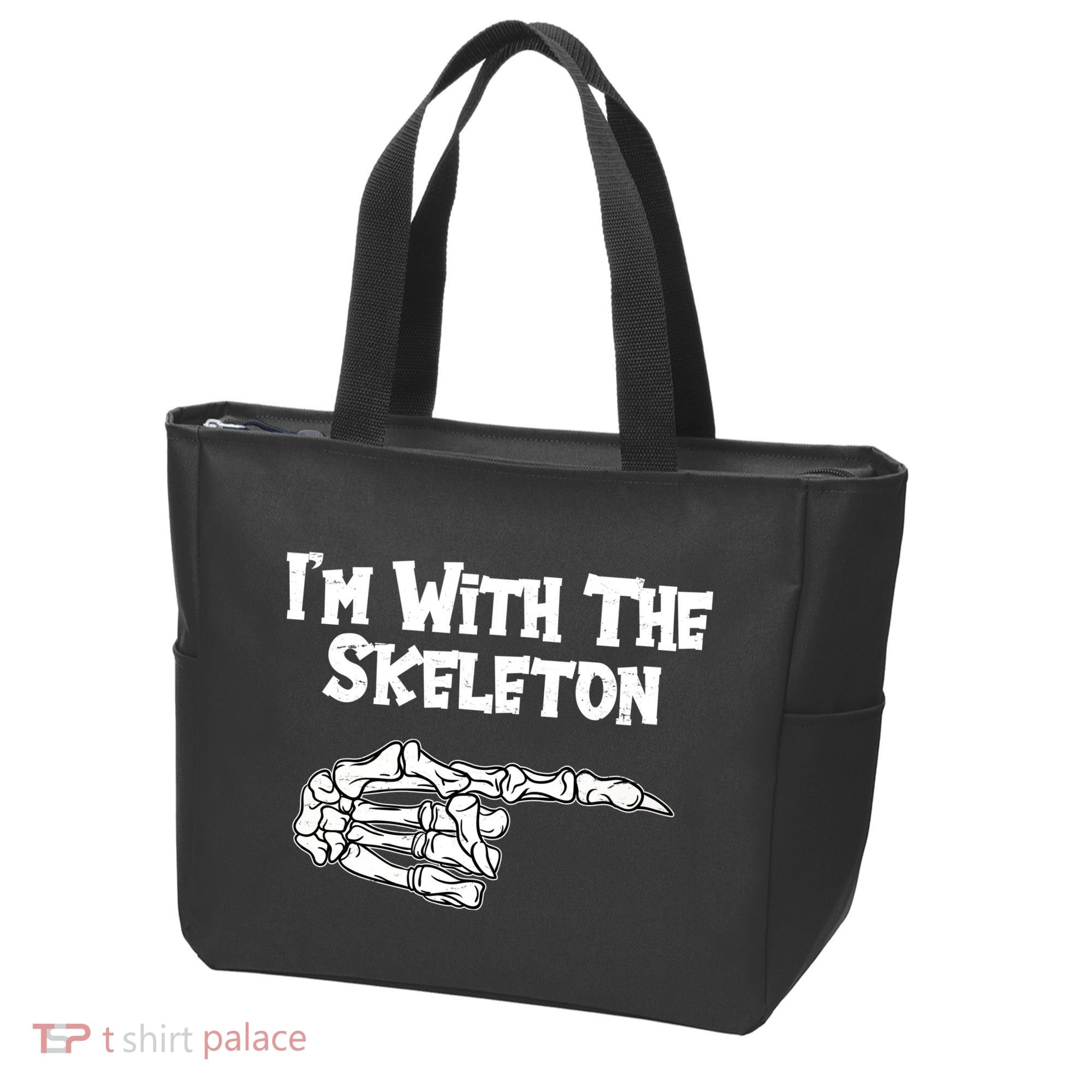 I'm With The Skeleton Funny Halloween Tote Bag