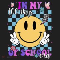 In My 100 Days Of School Era Retro Groovy Smile Women's Sweatshirt thumb 2