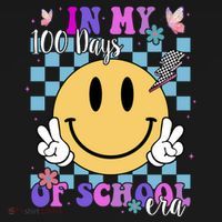 In My 100 Days Of School Era Retro Groovy Smile Toddler Hoodie thumb 2