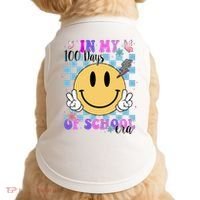 In My 100 Days Of School Era Retro Groovy Smile Doggie Tank thumb 0