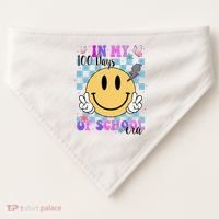 In My 100 Days Of School Era Retro Groovy Smile USA-Made Doggie Bandana thumb 0
