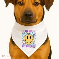 In My 100 Days Of School Era Retro Groovy Smile USA-Made Doggie Bandana thumb 1