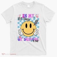 In My 100 Days Of School Era Retro Groovy Smile T-Shirt thumb 0